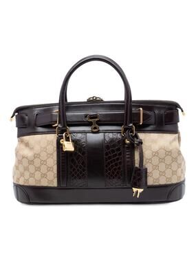 Gucci Gg Canvas And Crocodile Embossed #330324G68B